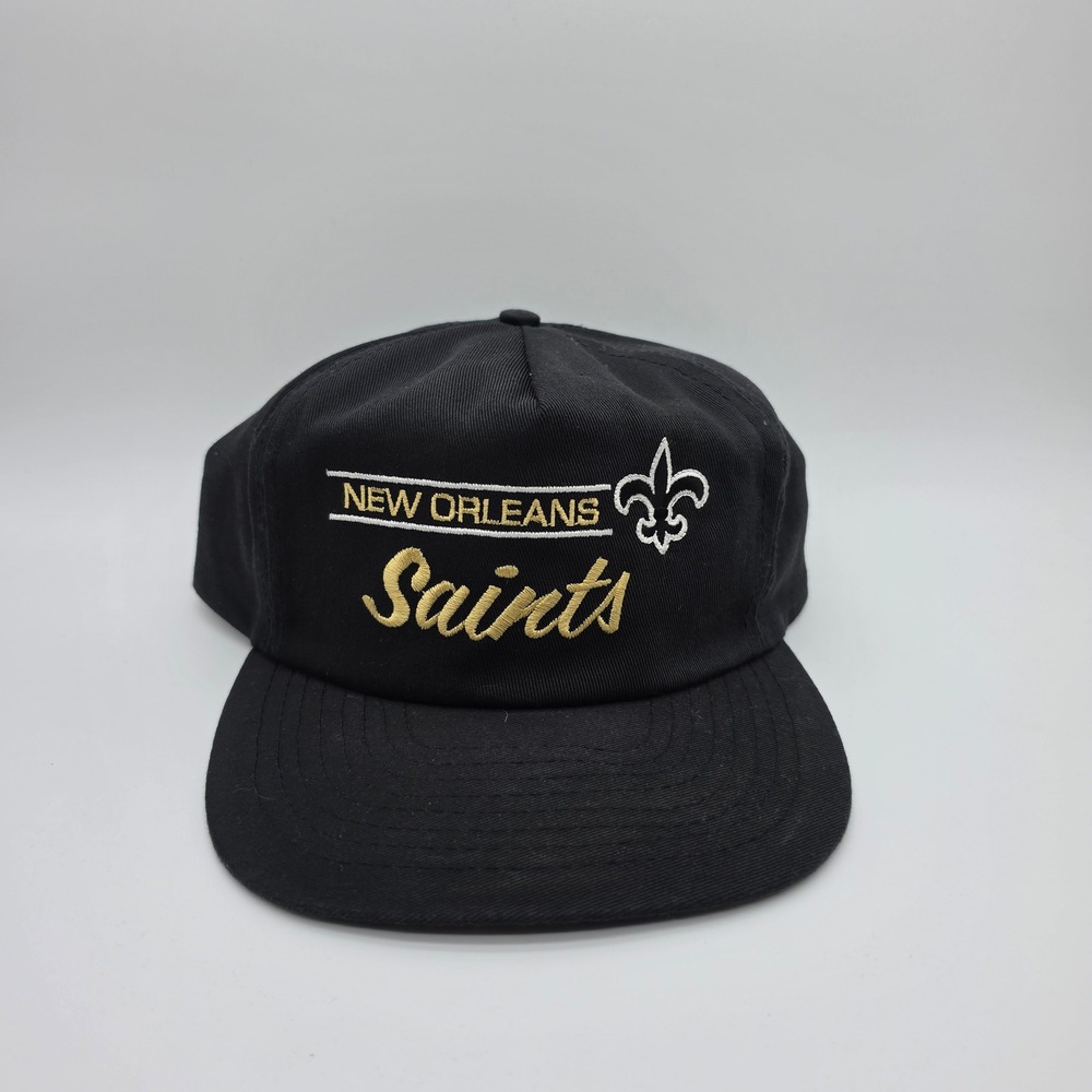 New Orleans Saints Otto Snapback Hat Black Gold Embroidered NFL Cap OSFA